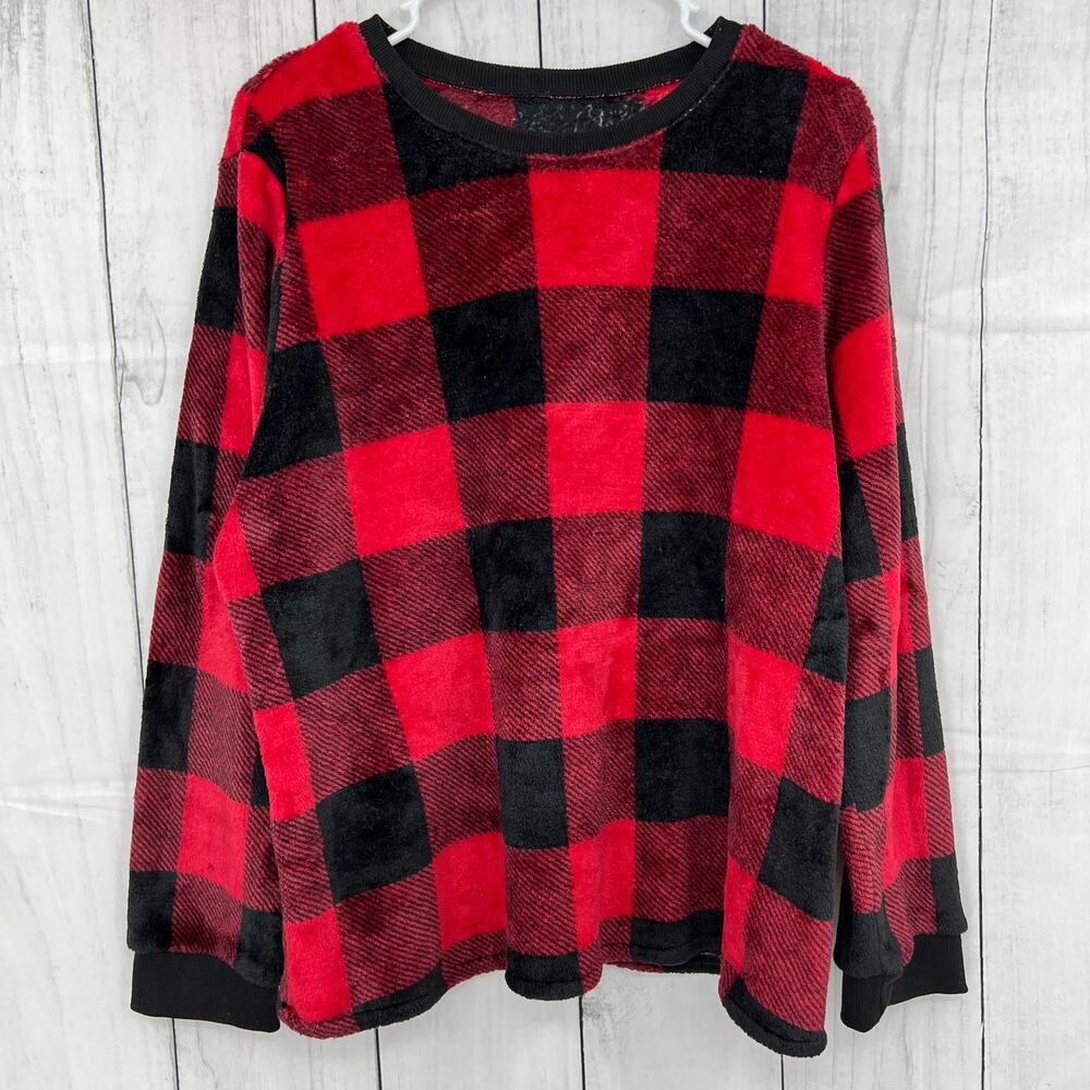 Shein XL Womens Red Plaid Plush Christmas Pajama Set - Picture 2 of 10